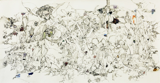Fungaland Exile 75x143cm Ink and Collage on paper 2013.jpg